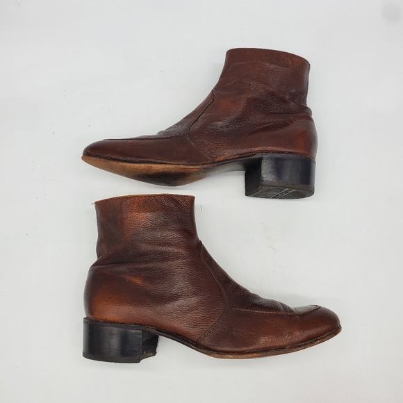 Vintage The Florsheim Shoes Men 11 D Essex Moc Toe Zipper Leather Ankle Boots - Picture 6 of 12